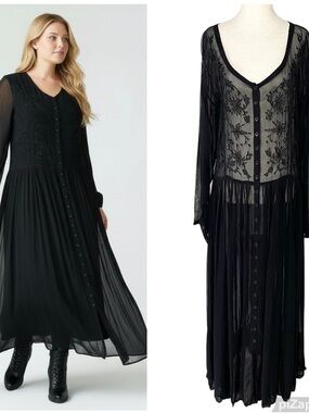 VINTAGE ELLEN ASHLEY Sheer Black Maxi Dress
